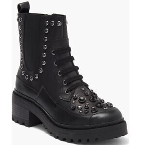 KARL LAGERFELD • Black Breck Embellished Lug Boot